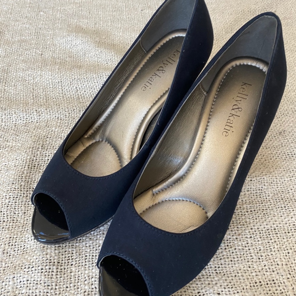Navy Blue Peep Toe Heels